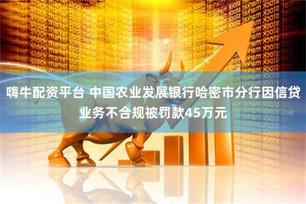 嗨牛配资平台 中国农业发展银行哈密市分行因信贷业务不合规被罚款45万元